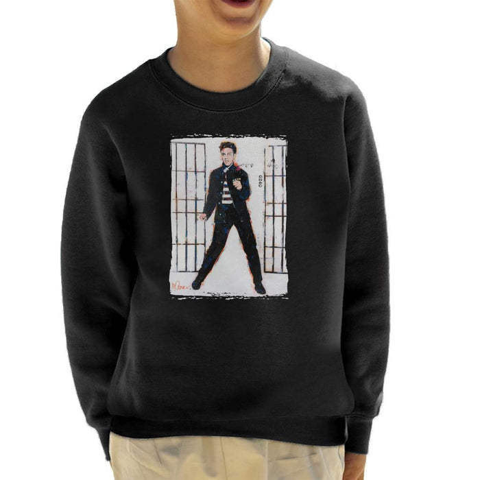 Sidney Maurer Original Portrait Of Elvis Presley Jailhouse Rock Kids Sweatshirt - Kids Boys Sweatshirt