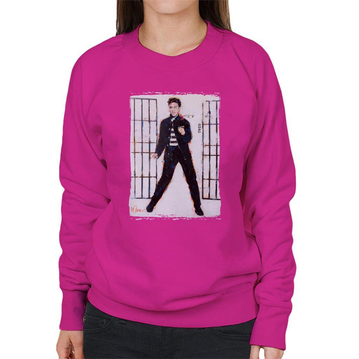 Sidney Maurer Original Portrait Of Elvis Presley Jailhouse Rock Womens Sweatshirt - Womens Sweatshirt
