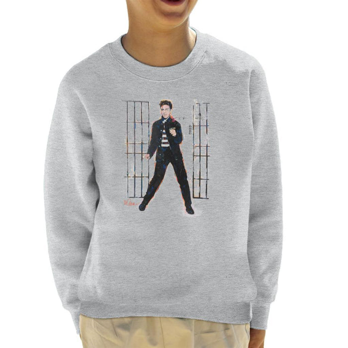 Sidney Maurer Original Portrait Of Elvis Presley Dark Jailhouse Rock Kids Sweatshirt - Kids Boys Sweatshirt