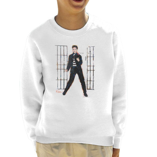 Sidney Maurer Original Portrait Of Elvis Presley Dark Jailhouse Rock Kids Sweatshirt - Kids Boys Sweatshirt