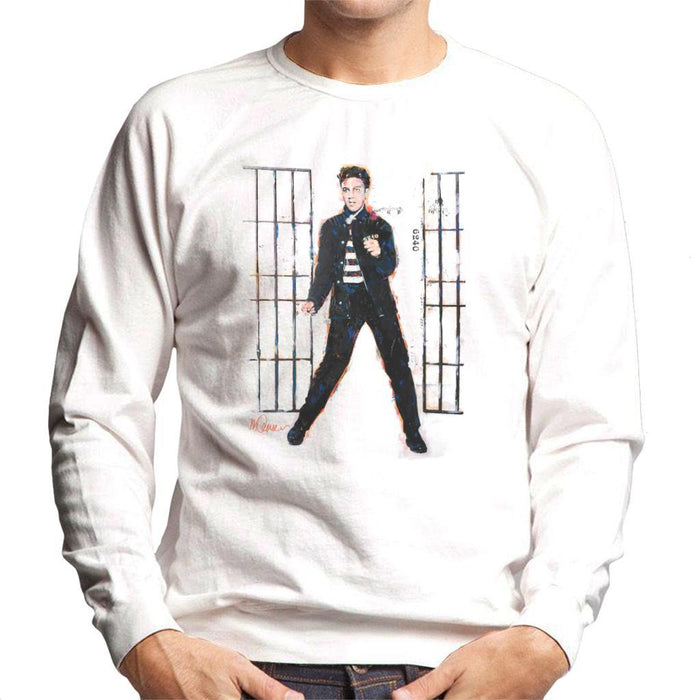 Sidney Maurer Original Portrait Of Elvis Presley Dark Jailhouse Rock Mens Sweatshirt - Mens Sweatshirt