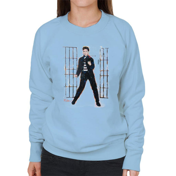 Sidney Maurer Original Portrait Of Elvis Presley Dark Jailhouse Rock Womens Sweatshirt - Womens Sweatshirt