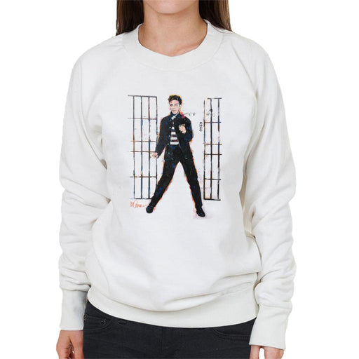 Sidney Maurer Original Portrait Of Elvis Presley Dark Jailhouse Rock Womens Sweatshirt - Womens Sweatshirt