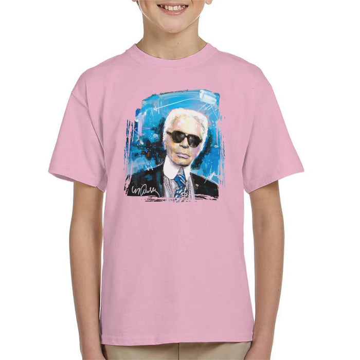 Sidney Maurer Original Portrait Of Karl Lagerfeld Kids T-Shirt - X-Small (3-4 yrs) / Light Pink - Kids Boys T-Shirt