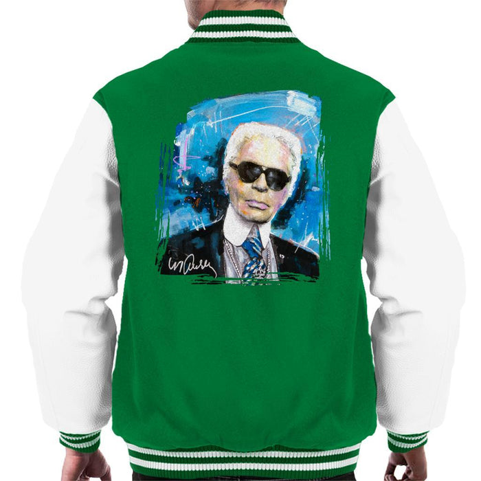 Sidney Maurer Original Portrait Of Karl Lagerfeld Mens Varsity Jacket - Mens Varsity Jacket