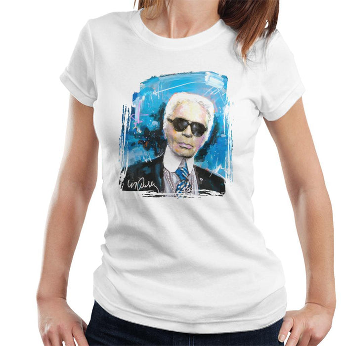 Sidney Maurer Original Portrait Of Karl Lagerfeld Womens T-Shirt - Womens T-Shirt