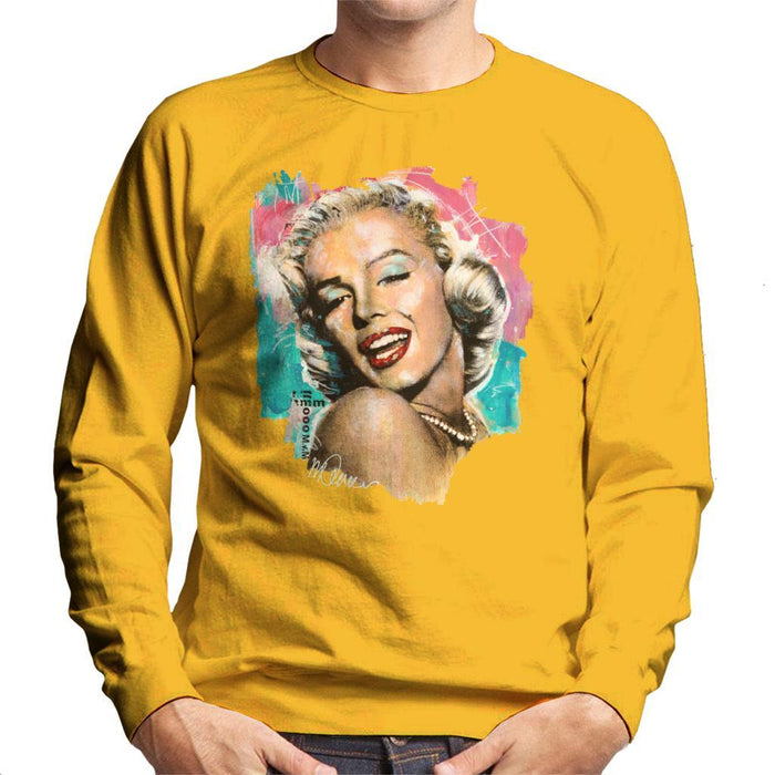 Sidney Maurer Original Portrait Of Marilyn Monroe Lipstick Mens Sweatshirt - Small / Gold - Mens Sweatshirt
