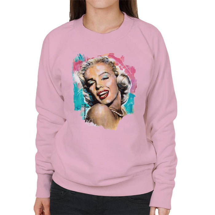 Sidney Maurer Original Portrait Of Marilyn Monroe Lipstick Womens Sweatshirt - Small / Light Pink - Womens Sweatshirt