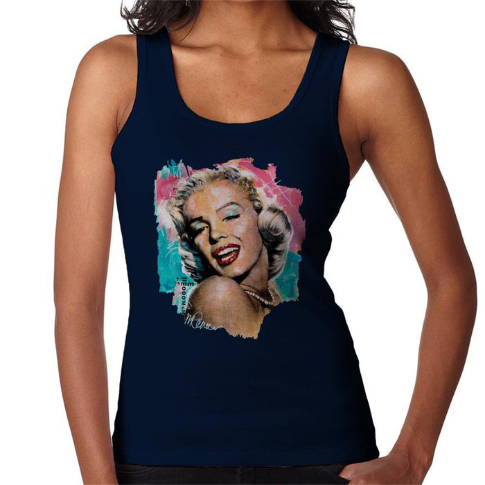 Sidney Maurer Original Portrait Of Marilyn Monroe Lipstick Womens Vest - Small / Navy Blue - Womens Vest