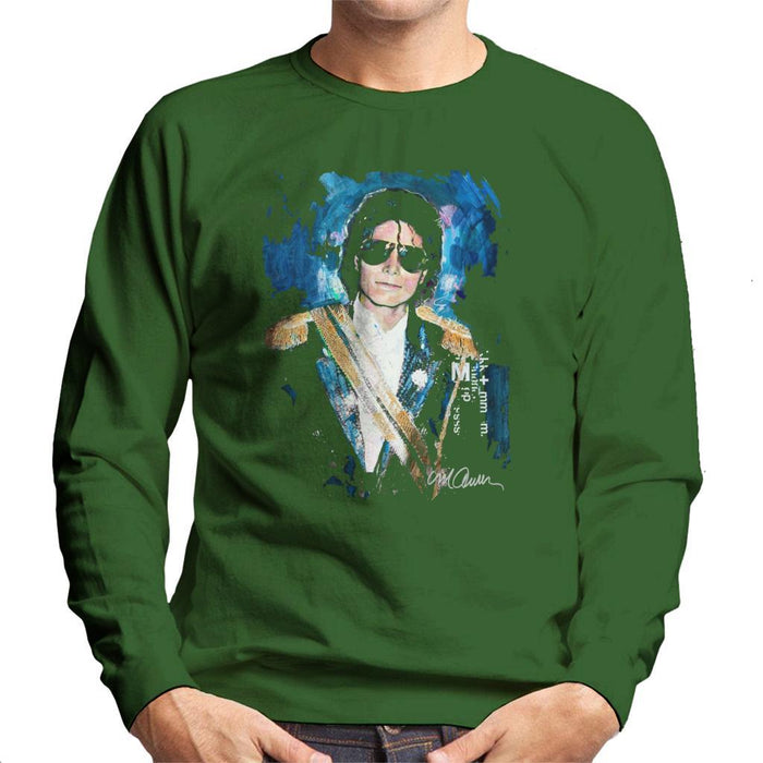 Sidney Maurer Original Portrait Of Michael Jackson 1984 Grammys Mens Sweatshirt - Small / Bottle Green - Mens Sweatshirt