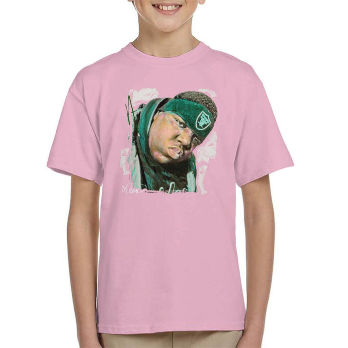 Sidney Maurer Original Portrait Of Notorious BIG Kids T-Shirt - X-Small (3-4 yrs) / Light Pink - Kids Boys T-Shirt