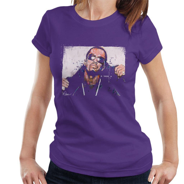 Sidney Maurer Original Portrait Of P Diddy Womens T-Shirt - Small / Purple - Womens T-Shirt