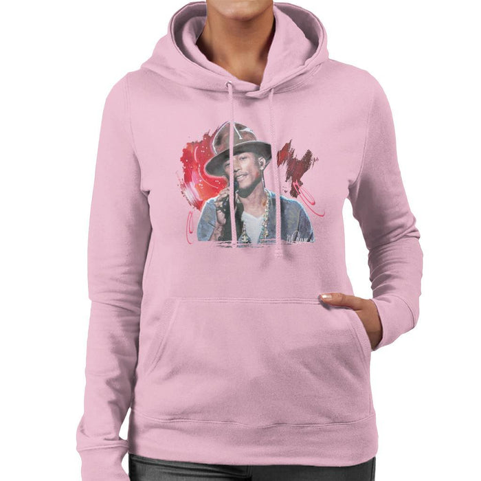 Sidney Maurer Original Portrait Of Pharrel Williams Live Womens Hooded Sweatshirt - Small / Light Pink - Womens Hooded Sweatshirt
