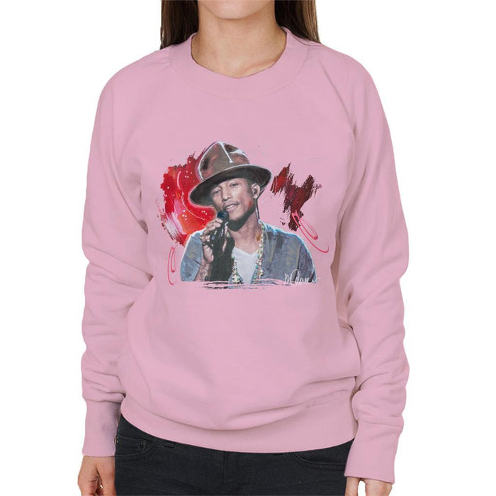 Sidney Maurer Original Portrait Of Pharrel Williams Live Womens Sweatshirt - Small / Light Pink - Womens Sweatshirt