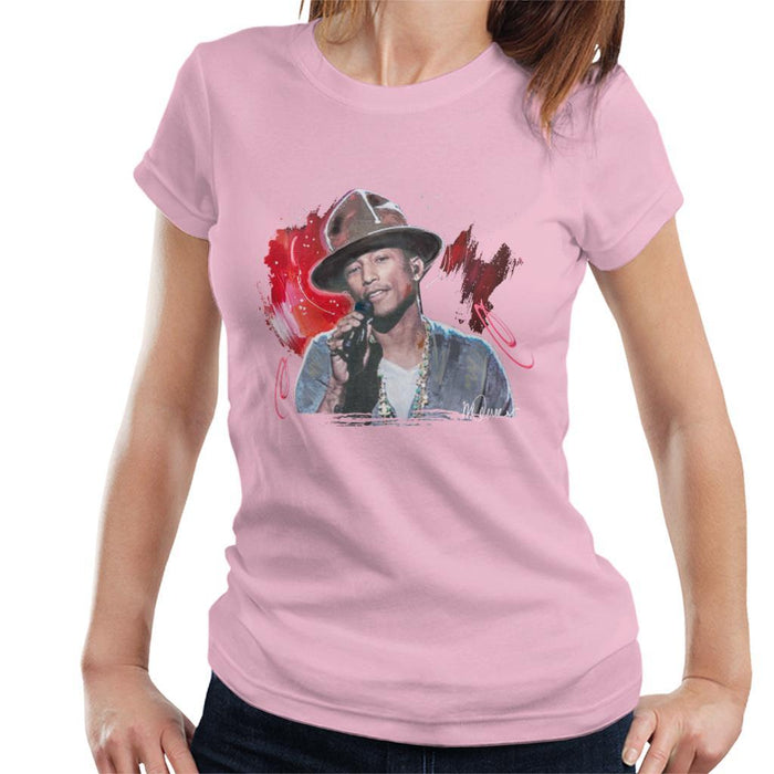 Sidney Maurer Original Portrait Of Pharrel Williams Live Womens T-Shirt - Small / Light Pink - Womens T-Shirt
