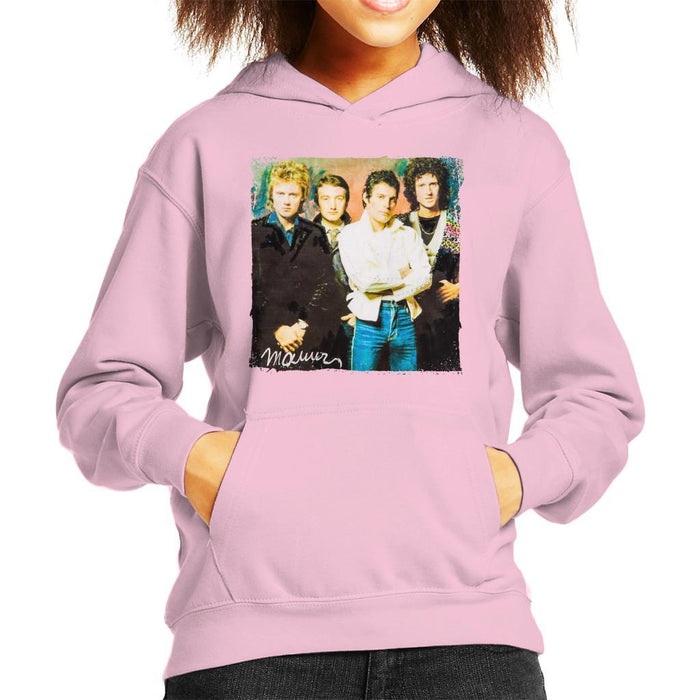 Sidney Maurer Original Portrait Of Queen Kids Hooded Sweatshirt - X-Small (3-4 yrs) / Light Pink - Kids Boys Hooded Sweatshirt