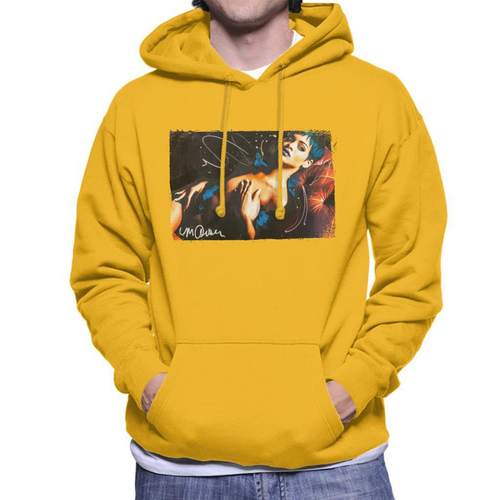 Sidney Maurer Original Portrait Of Rihanna White Mens Hooded Sweatshirt - Small / Gold - Mens Hooded Sweatshirt