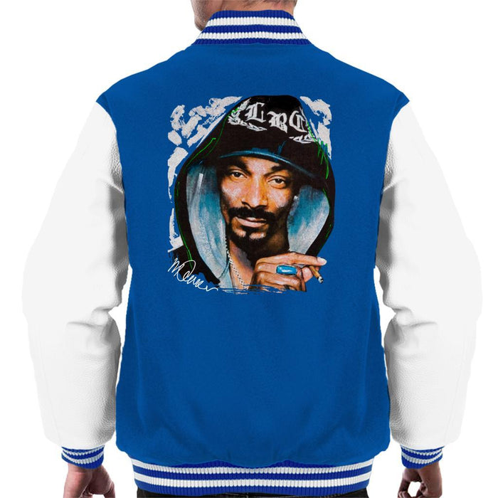Sidney Maurer Original Portrait Of Snoop Dogg Smoking Mens Varsity Jacket - Small / Royal/White - Mens Varsity Jacket