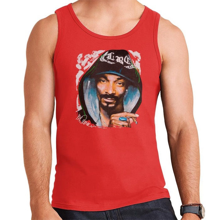Sidney Maurer Original Portrait Of Snoop Dogg Smoking Mens Vest - Small / Red - Mens Vest