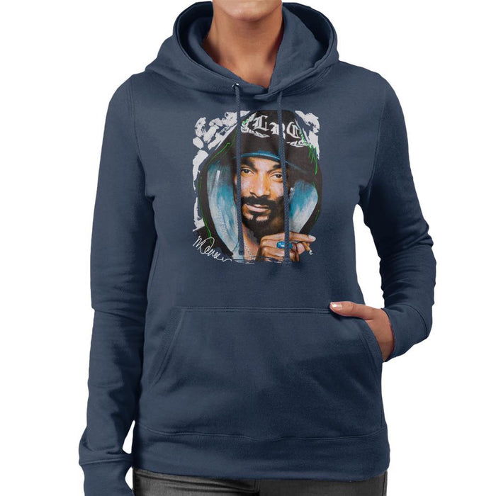 Sidney Maurer Original Portrait Of Snoop Dogg Smoking Womens Hooded Sweatshirt - Womens Hooded Sweatshirt