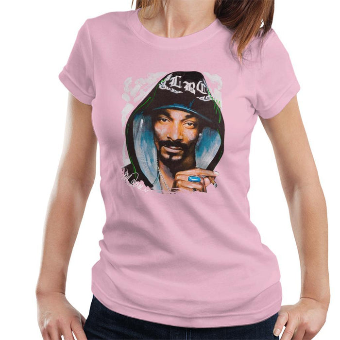 Sidney Maurer Original Portrait Of Snoop Dogg Smoking Womens T-Shirt - Small / Light Pink - Womens T-Shirt