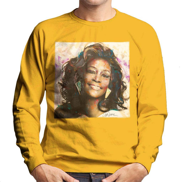 Sidney Maurer Original Portrait Of Whitney Houston Triangle Earrings Mens Sweatshirt - Small / Gold - Mens Sweatshirt