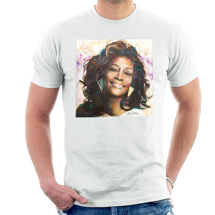 Sidney Maurer Original Portrait Of Whitney Houston Triangle Earrings Mens T-Shirt - Mens T-Shirt