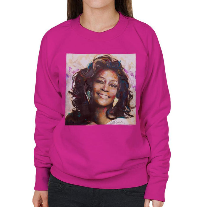 Sidney Maurer Original Portrait Of Whitney Houston Triangle Earrings Womens Sweatshirt - Womens Sweatshirt