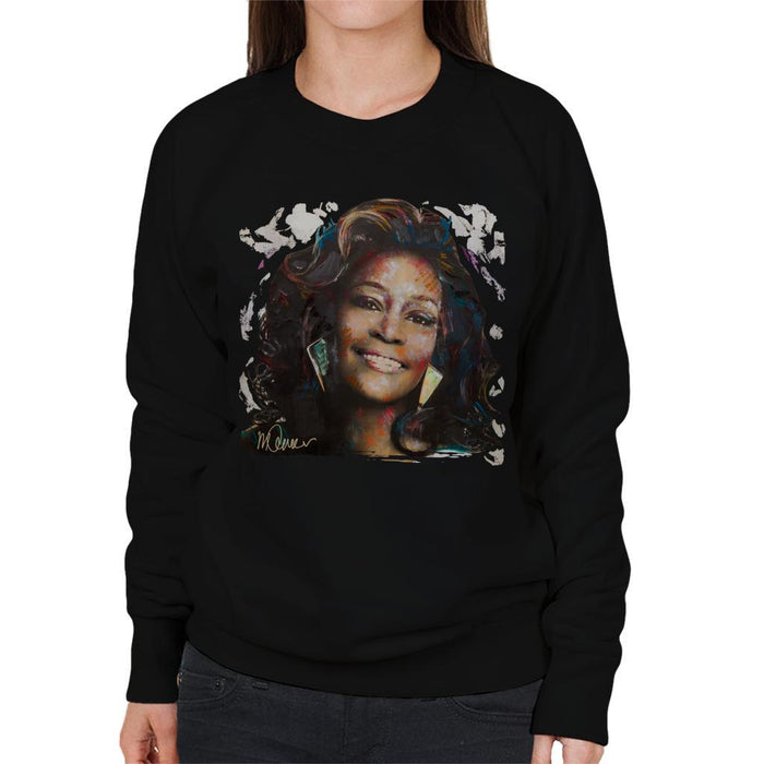 Sidney Maurer Original Portrait Of Whitney Houston White Womens Sweatshirt - Womens Sweatshirt