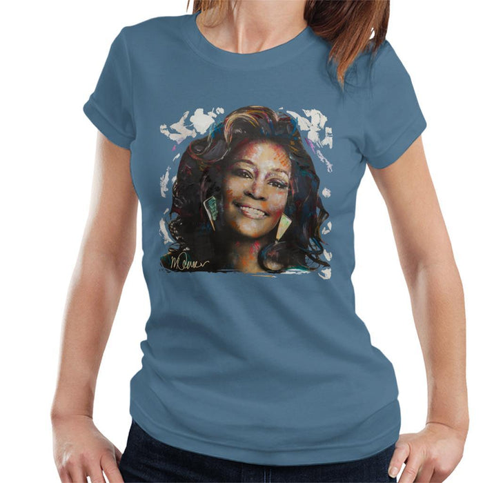 Sidney Maurer Original Portrait Of Whitney Houston White Womens T-Shirt - Womens T-Shirt