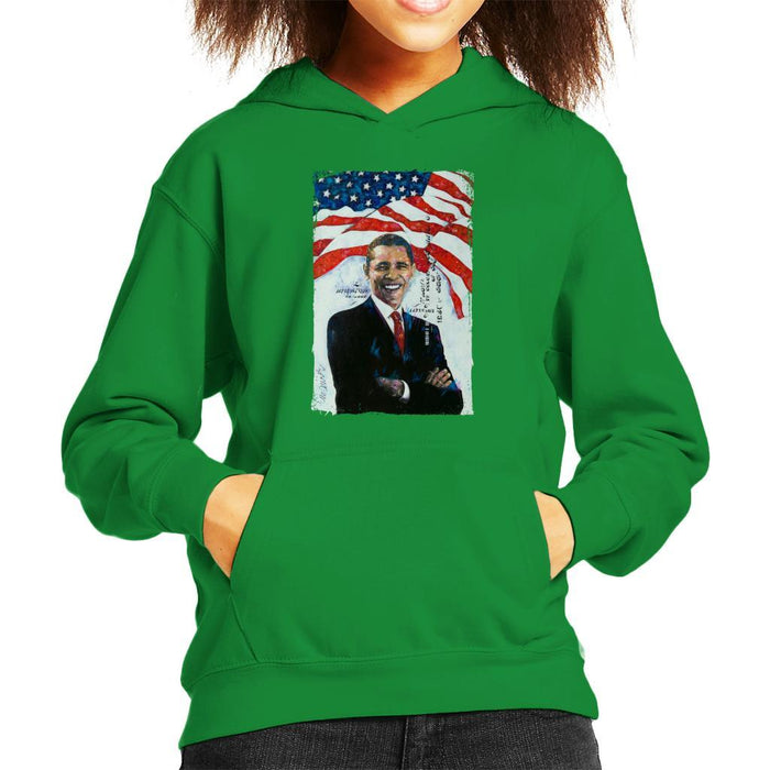 Sidney Maurer Original Portrait Of Barack Obama Kids Hooded Sweatshirt - Kids Boys Hooded Sweatshirt