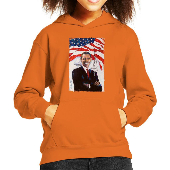 Sidney Maurer Original Portrait Of Barack Obama Kids Hooded Sweatshirt - Kids Boys Hooded Sweatshirt