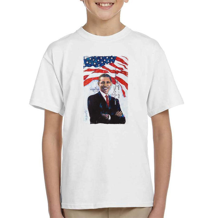 Sidney Maurer Original Portrait Of Barack Obama Kids T-Shirt - Kids Boys T-Shirt