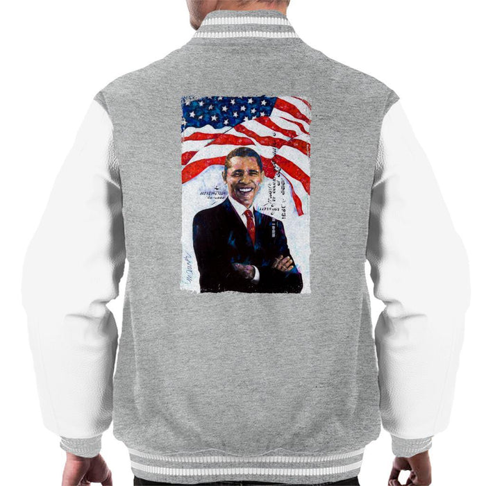 Sidney Maurer Original Portrait Of Barack Obama Mens Varsity Jacket - Mens Varsity Jacket
