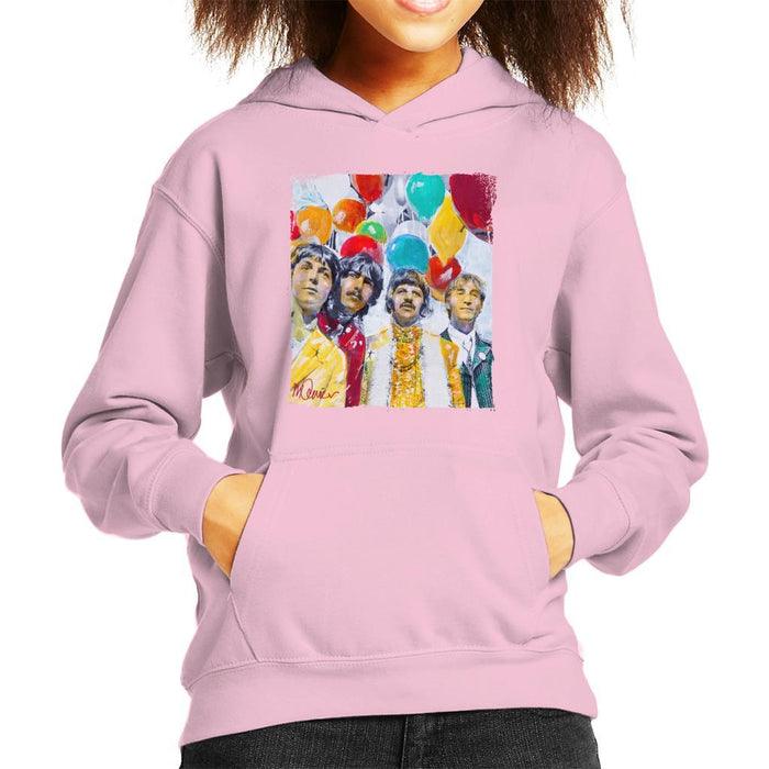 Sidney Maurer Original Portrait Of The Beatles Sgt Peppers 1967 Kids Hooded Sweatshirt - Light Pink / X-Small (3-4 yrs) - Kids Boys Hooded