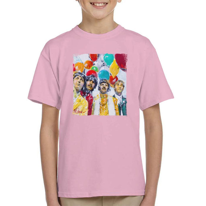 Sidney Maurer Original Portrait Of The Beatles Sgt Peppers 1967 Kids T-Shirt - Light Pink / X-Small (3-4 yrs) - Kids Boys T-Shirt