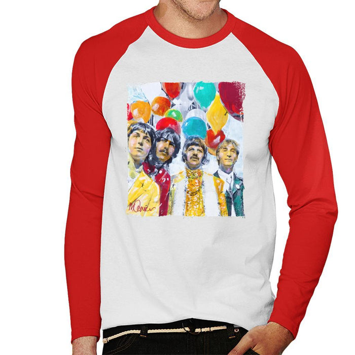 Sidney Maurer Original Portrait Of The Beatles Sgt Peppers 1967 Mens Baseball Long Sleeved T-Shirt - Mens Baseball Long Sleeved T-Shirt