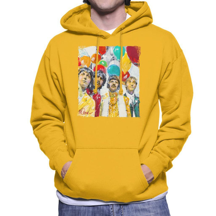 Sidney Maurer Original Portrait Of The Beatles Sgt Peppers 1967 Mens Hooded Sweatshirt - Gold / Small - Mens Hooded Sweatshirt