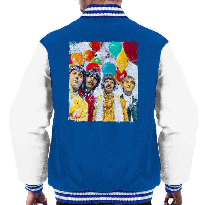 Sidney Maurer Original Portrait Of The Beatles Sgt Peppers 1967 Mens Varsity Jacket - Small / Royal/White - Mens Varsity Jacket