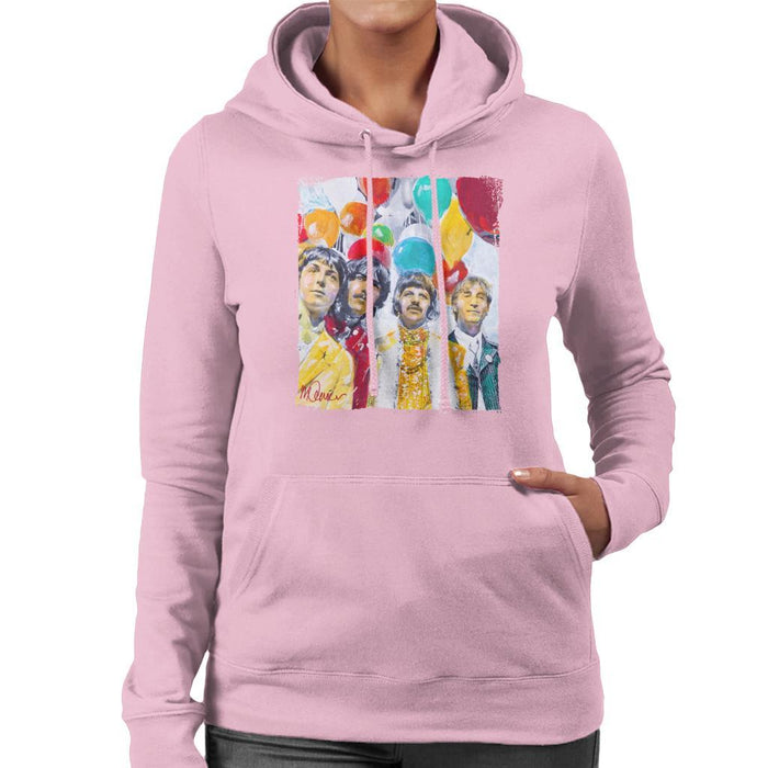 Sidney Maurer Original Portrait Of The Beatles Sgt Peppers 1967 Womens Hooded Sweatshirt - Light Pink / Small - Womens Hooded Sweatshirt