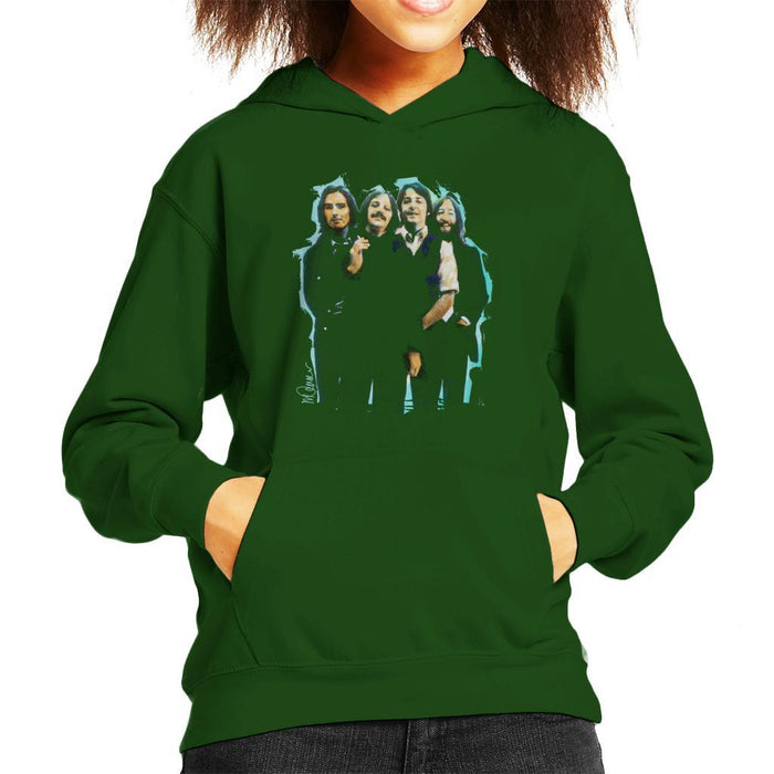 Sidney Maurer Original Portrait Of The Beatles Long Hair Kids Hooded Sweatshirt - X-Small (3-4 yrs) / Bottle Green - Kids Boys Hooded