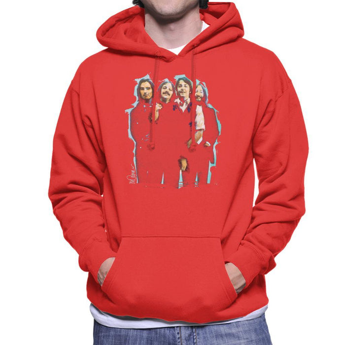 Sidney Maurer Original Portrait Of The Beatles Long Hair Mens Hooded Sweatshirt - Small / Red - Mens Hooded Sweatshirt