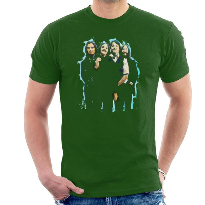 Sidney Maurer Original Portrait Of The Beatles Long Hair Mens T-Shirt - Small / Bottle Green - Mens T-Shirt