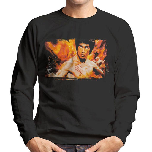 Sidney Maurer Original Portrait Of Bruce Lee Flames Enter The Dragon Mens Sweatshirt - Mens Sweatshirt