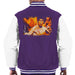 Sidney Maurer Original Portrait Of Bruce Lee Flames Enter The Dragon Mens Varsity Jacket - Small / Purple/White - Mens Varsity Jacket