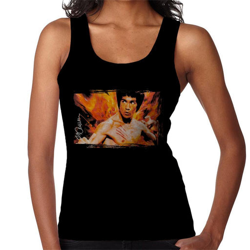 Sidney Maurer Original Portrait Of Bruce Lee Flames Enter The Dragon Womens Vest - Womens Vest