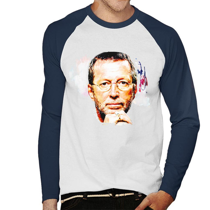 Sidney Maurer Original Portrait Of Eric Clapton Mens Baseball Long Sleeved T-Shirt - Mens Baseball Long Sleeved T-Shirt