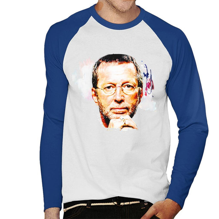 Sidney Maurer Original Portrait Of Eric Clapton Mens Baseball Long Sleeved T-Shirt - Mens Baseball Long Sleeved T-Shirt