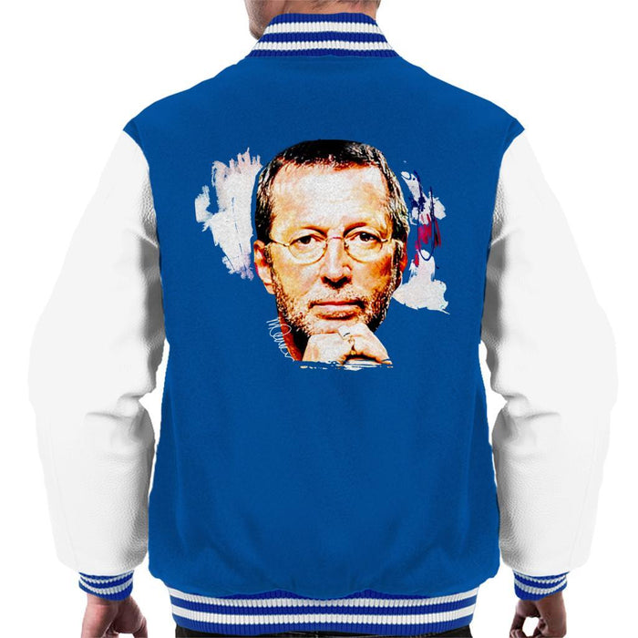 Sidney Maurer Original Portrait Of Eric Clapton Mens Varsity Jacket - Small / Royal/White - Mens Varsity Jacket