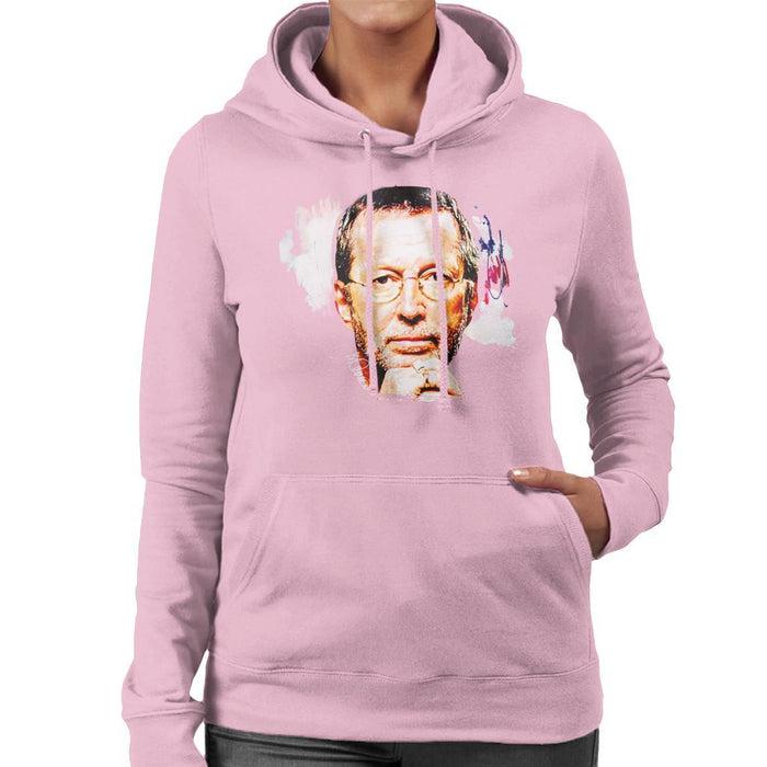 Sidney Maurer Original Portrait Of Eric Clapton Womens Hooded Sweatshirt - Small / Light Pink - Womens Hooded Sweatshirt